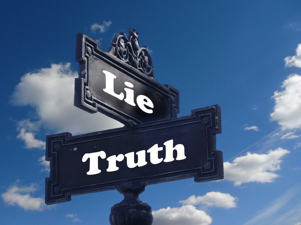 truth, lie, street sign