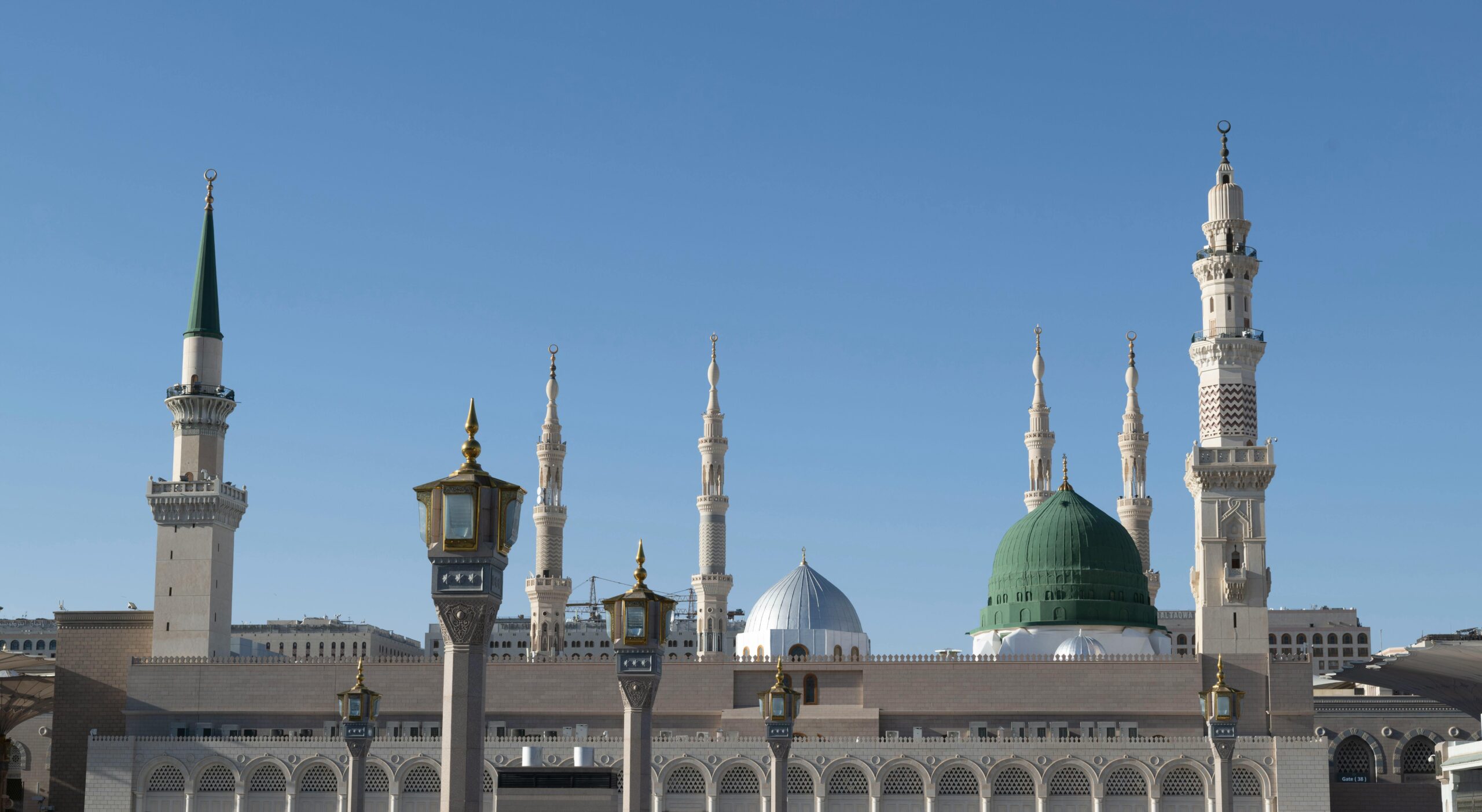 The Green Dome with Ottoman and Old Minarets of Masjeed Nabawi