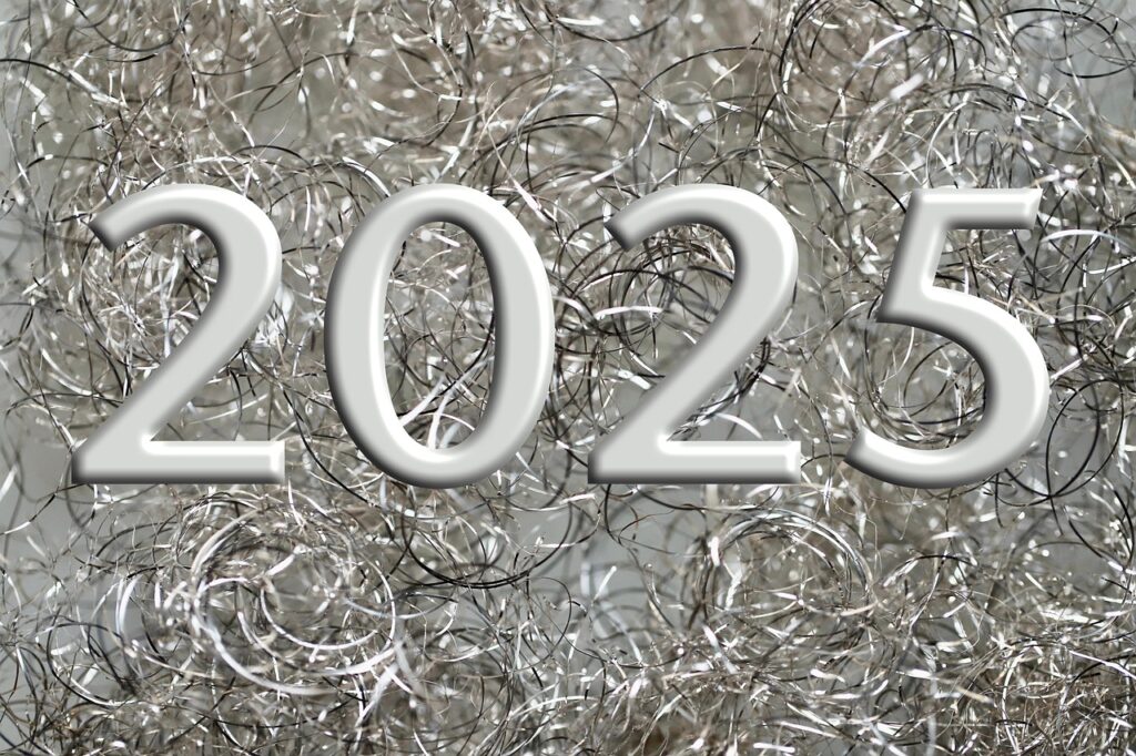 new year's day, 2025, greeting card, silver, typography, new year, sylvester, new year's eve